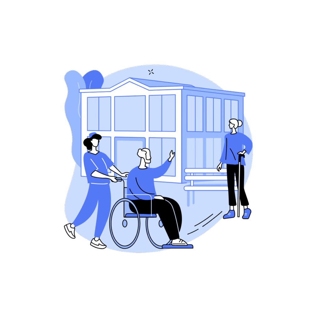Illustration d'un EHPAD avec ses patients